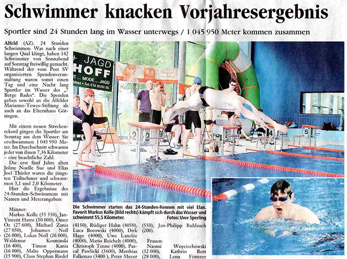 Schwimmne für die Marainne Tewes Stiftung